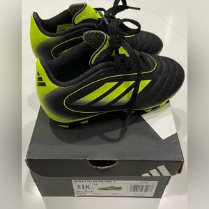 Adidas Kids Goletto VII FG Black and Neon Soccer Cleats- Size 11